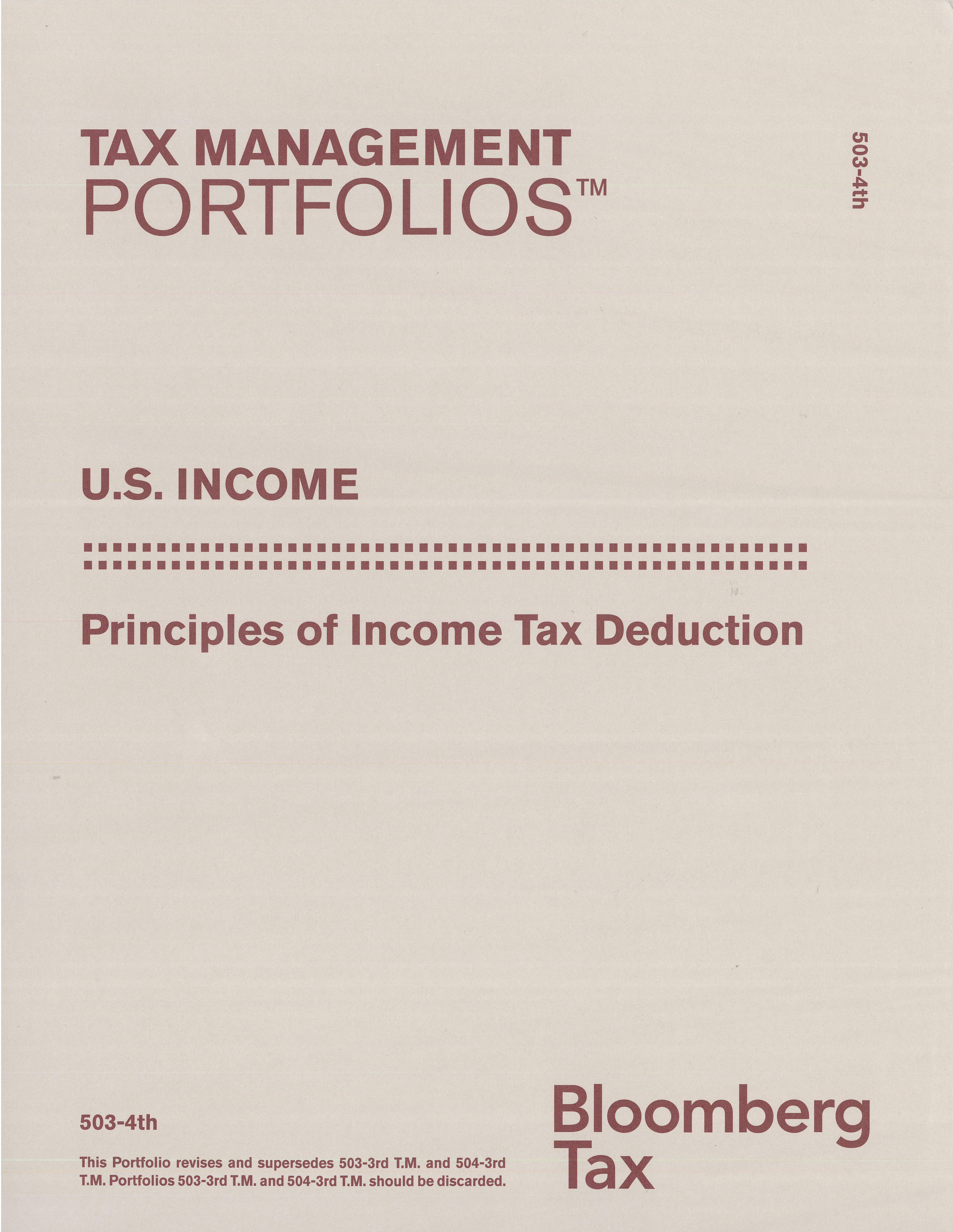 Principles of income tax deduction cover